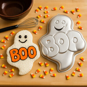 Vintage 1988 Wilton Friendly Ghost Boo Cake Pan Mold Collectible Wilton Cake Pan